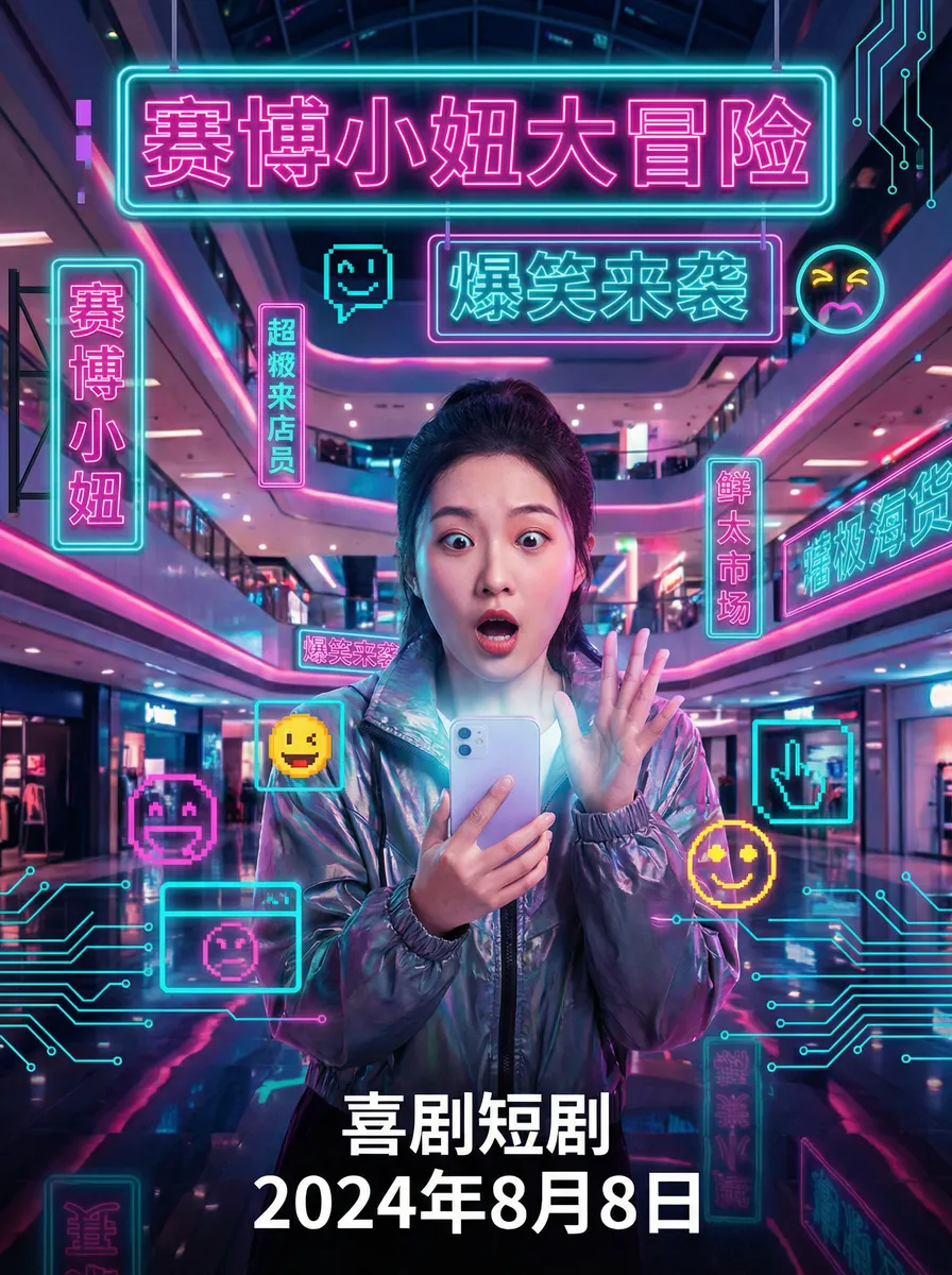 光身美女 搞笑喜剧短剧 - 赛博小妞大冒险海报